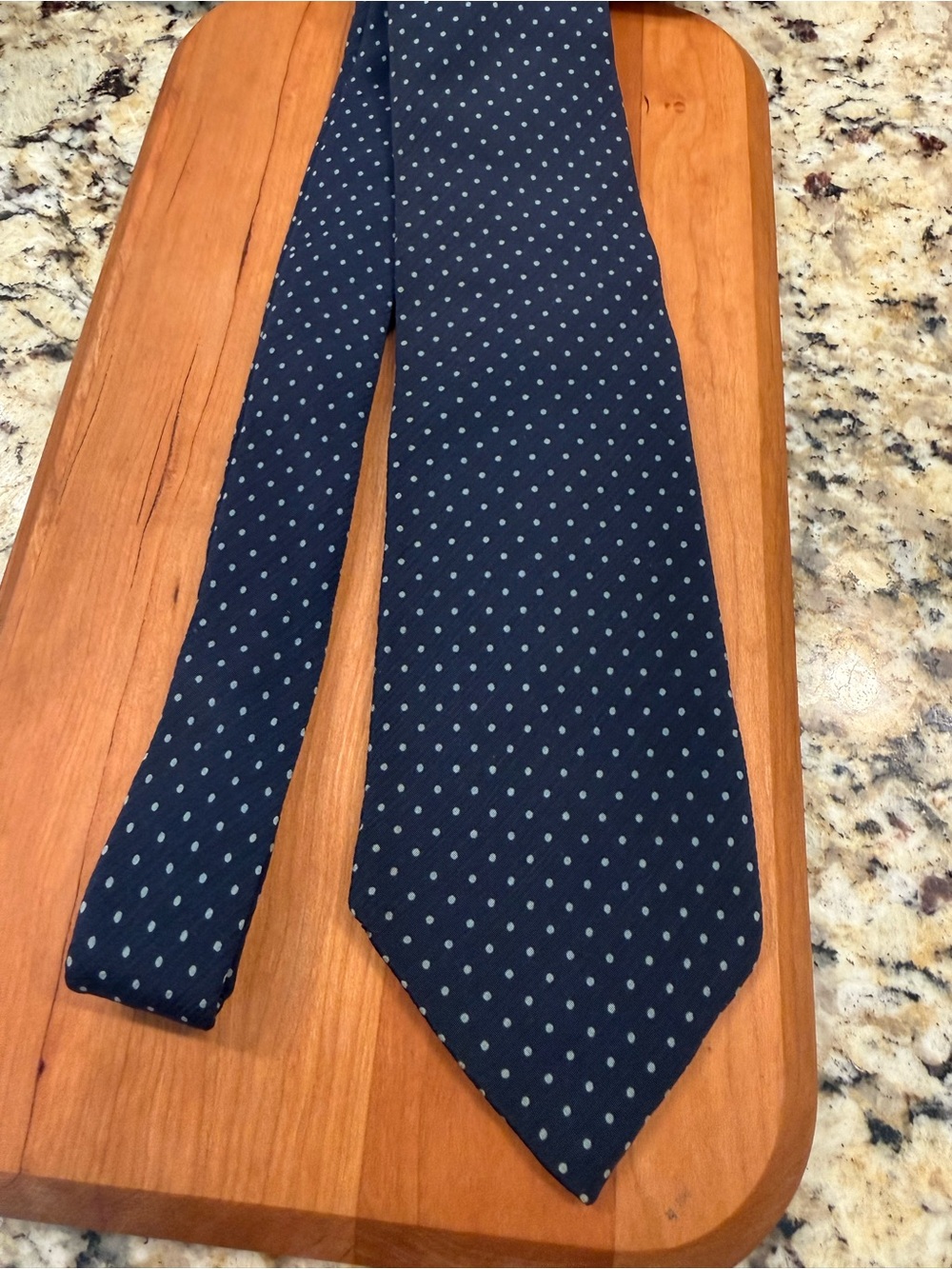 Yves Saint Laurent Navy/Charcoal Tie with Light white Polka Dots